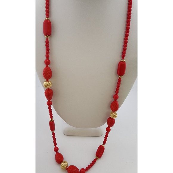 Vintage NOS Bohemian Glass Necklace (A3451) - Picture 1 of 4